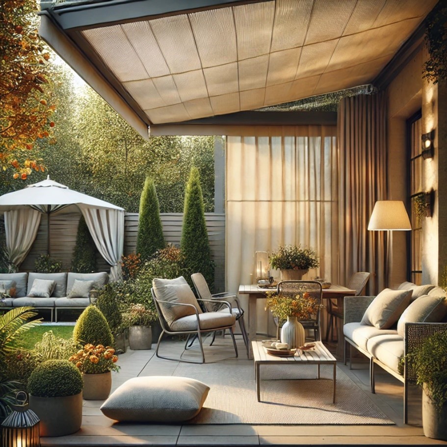 Electric retractable awnings for gardens
